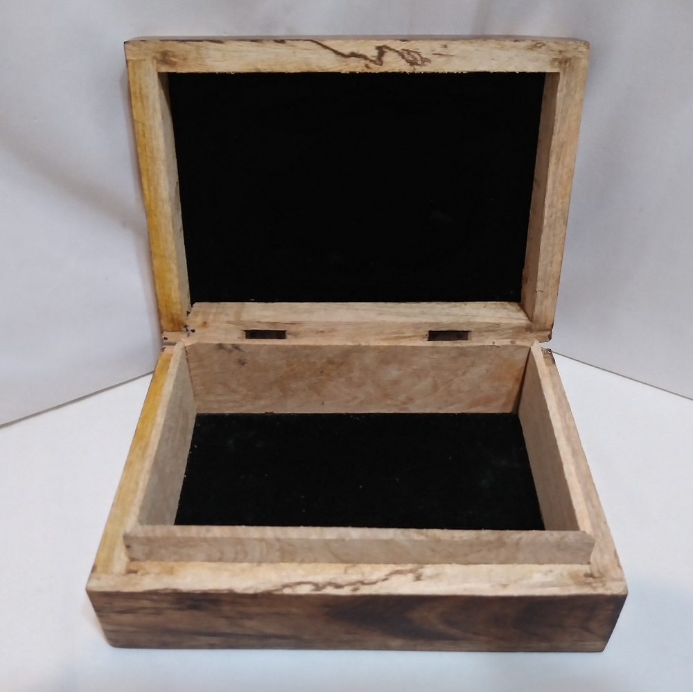 Wooden Keepsake Magic Storage Witchy Jewlery Spell Box Raven Pentagram Crow Vine - Picture 5 of 14